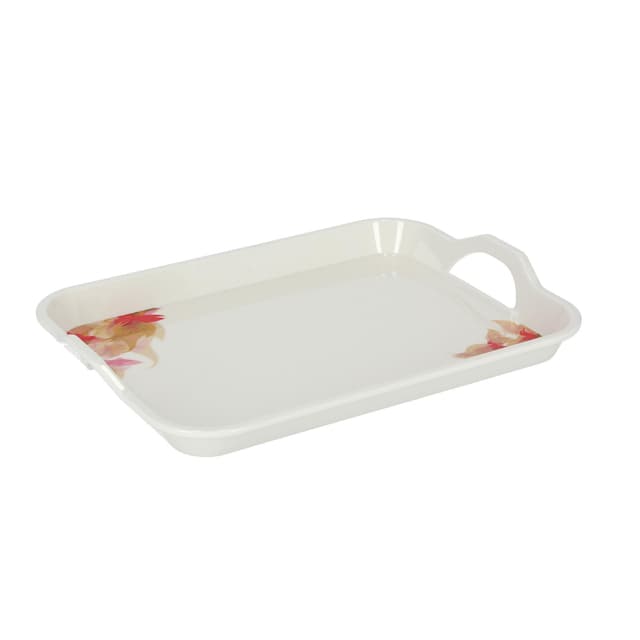 Royalford Melamine Flower Carnival Handle Tray, 17.5 Inch