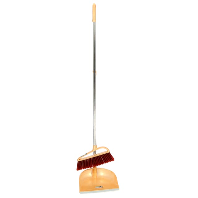 مكنسة مع جاروف بلاستيك من رويال فورد  Royalford Plastic Broom With Dustpan Set - Hand Broom With Synthetic Stiff Bristles - 193039