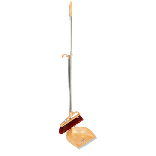 مكنسة مع جاروف بلاستيك من رويال فورد  Royalford Plastic Broom With Dustpan Set - Hand Broom With Synthetic Stiff Bristles - 193038