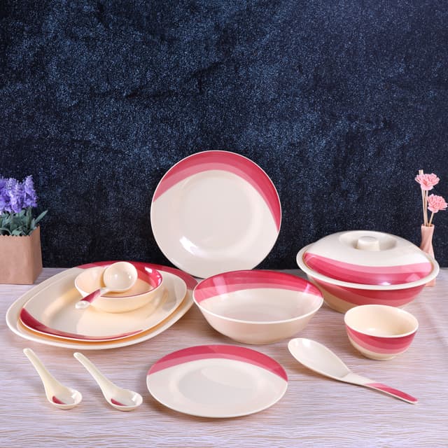 Royalford Ribble Designed Melamine Dinner Set, 64 Pcs