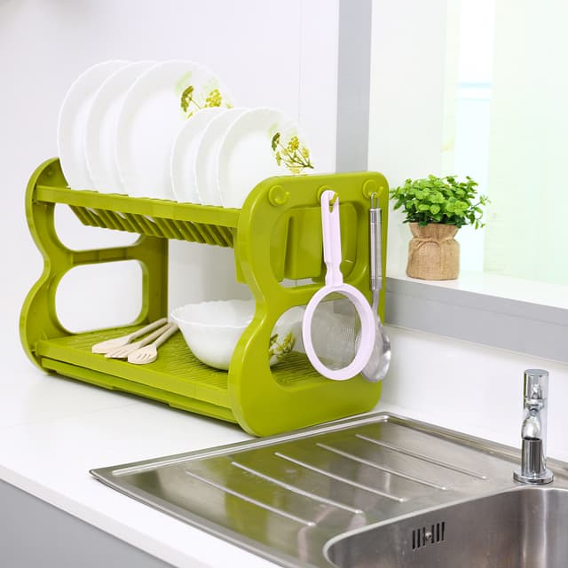شبك صحون (مجفف صحون) - أخضر Royalford 2-Layer Wall Hanging Dish Rack