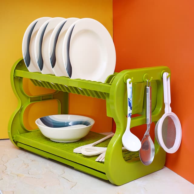 شبك صحون (مجفف صحون) - أخضر Royalford 2-Layer Wall Hanging Dish Rack