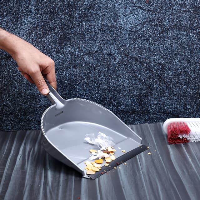 Royalford Dust Pan - Long Handle With Polymer Construction - Dust Clearing And Picking Tool Perfect