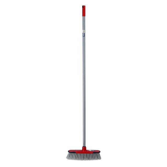 Royalford One Click Series Long Floor Broom - Upright Long Handle Broom With Synthetic Stiff Bristle
