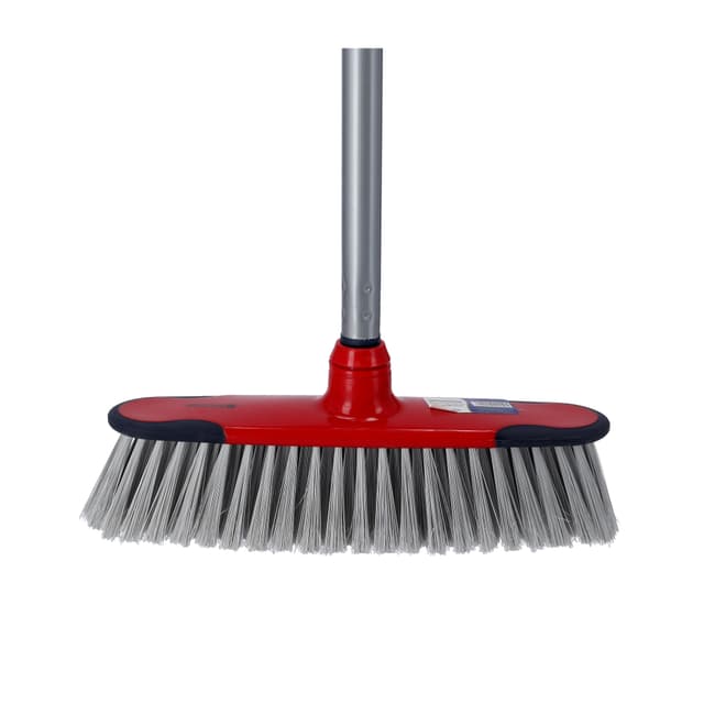 Royalford One Click Series Long Floor Broom - Upright Long Handle Broom With Synthetic Stiff Bristle