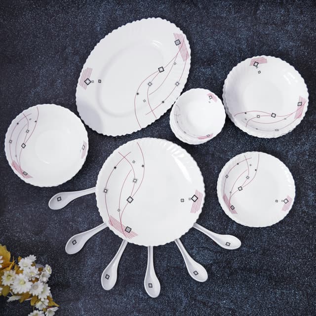طقم صحون ( 33 قطعة ) - أبيض Royalford -  Opalware Dinner Set RF8982