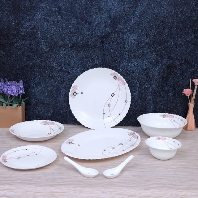 طقم صحون ( 33 قطعة ) - أبيض Royalford -  Opalware Dinner Set RF8982