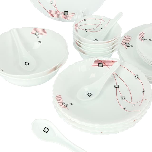 طقم صحون ( 33 قطعة ) - أبيض Royalford -  Opalware Dinner Set RF8982