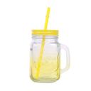 Royalford 500Ml 17Oz Two Tone Mason Jar - Drinking Jar With Handle And Pp Straw - Transparent Jar - SW1hZ2U6NDQyMzQx