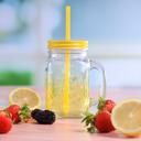 Royalford 500Ml 17Oz Two Tone Mason Jar - Drinking Jar With Handle And Pp Straw - Transparent Jar - SW1hZ2U6NDQyMzQz