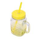 Royalford 500Ml 17Oz Two Tone Mason Jar - Drinking Jar With Handle And Pp Straw - Transparent Jar - SW1hZ2U6NDQyMzU5