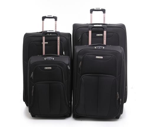 شنطة سفر (حقيبة سفر) عدد 4 – أسود  PARA JOHN Abraj Soft Trolley Luggage Bags Set