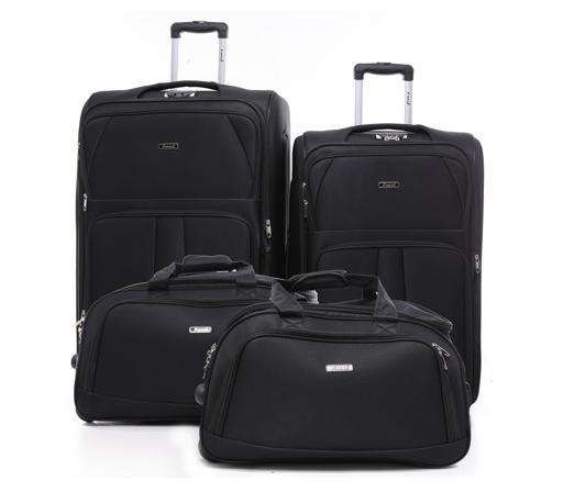 شنطة سفر (حقيبة سفر) عدد 4 – أسود  PARA JOHN Abraj Soft Trolley & Duffle Bags Set - SW1hZ2U6NDYxNDI3