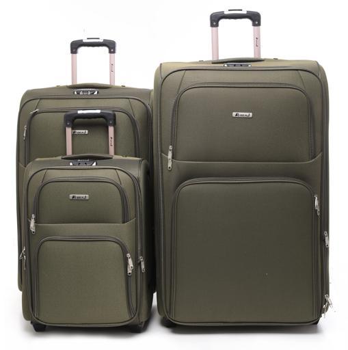 شنطة سفر (حقيبة سفر) عدد 3 - أخضر زيتي  PARA JOHN Abraj Soft Trolley Luggage Bags Set