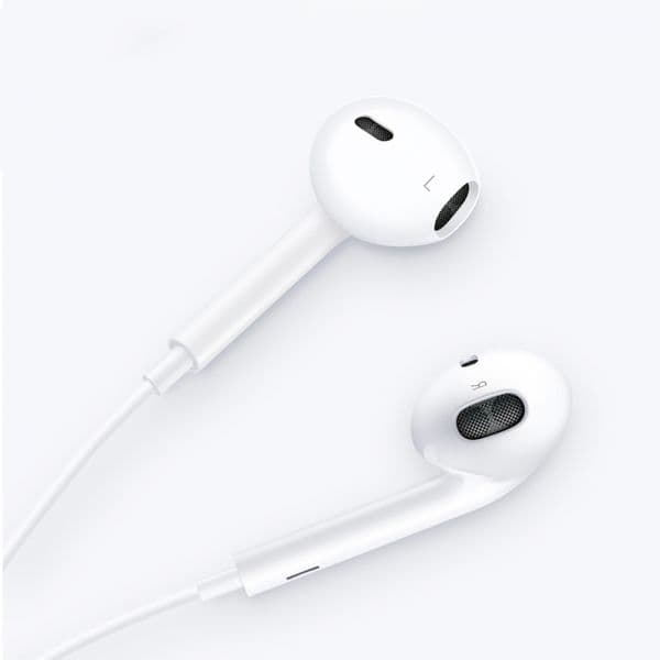 سماعات ايفون سلك مع التحكم بدرجة الصوت أبيض ويو Wiwu White Volume Control iPhone AirPods