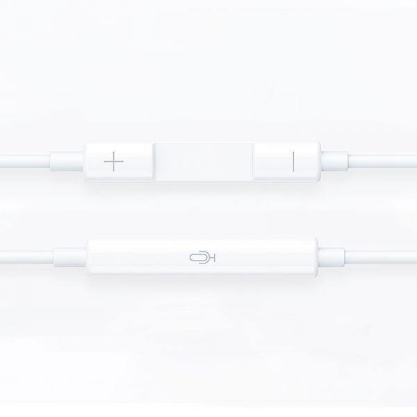 سماعات ايفون سلك مع التحكم بدرجة الصوت أبيض ويو Wiwu White Volume Control iPhone AirPods