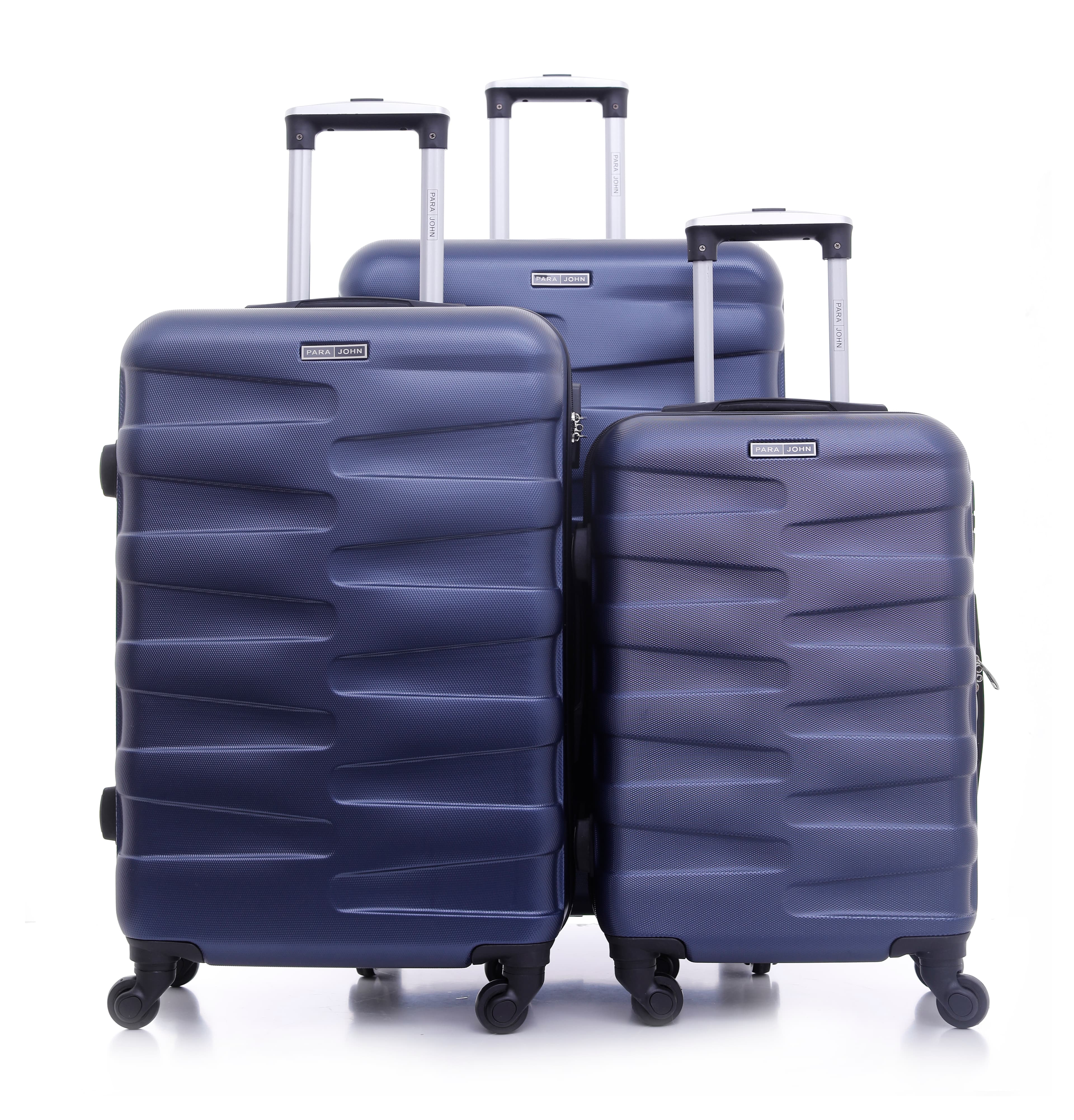 طقم حقائب سفر 3 حقائب مادة ABS بعجلات دوارة (20 ، 24 ، 28) بوصة أزرق داكن PARA JOHN - Travel Luggage Suitcase Set Of 3 - Trolley Bag, Carry On Hand Cabin Luggage Bag - Lightweight