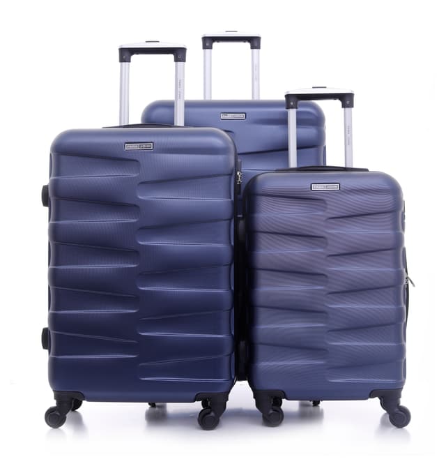 طقم حقائب سفر 3 حقائب مادة ABS بعجلات دوارة (20 ، 24 ، 28) بوصة أزرق داكن PARA JOHN - Travel Luggage Suitcase Set Of 3 - Trolley Bag, Carry On Hand Cabin Luggage Bag - Lightweight - 294729