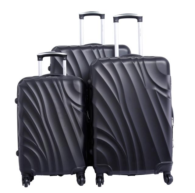 طقم حقائب سفر 3 حقائب مادة ABS بعجلات دوارة (20 ، 24 ، 28) بوصة أسود PARA JOHN - Travel Luggage Suitcase Set of 3 - Trolley Bag, Carry On Hand Cabin Luggage Bag - Lightweight (20 ، 24 ، 28) inch - SW1hZ2U6NDM3NzE1