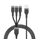 وصلة شاحن (كيبل شحن) بمنفذ USB-A إلى منفذ متعدد Type-C و Lightning و USB-micro بطول 1.2 متر أسود WIWU - PT05 PLATINUM CABLE 3 IN 1 USB TO LIGHTNING, MICRO AND TYPE-C 1.2M- BLACK