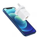 شاحن جوال (مقبس شاحن) 33 واط - أبيض WIWU GAN FAST CHARGER UK USB-C + QC3.0 POWER ADAPTER