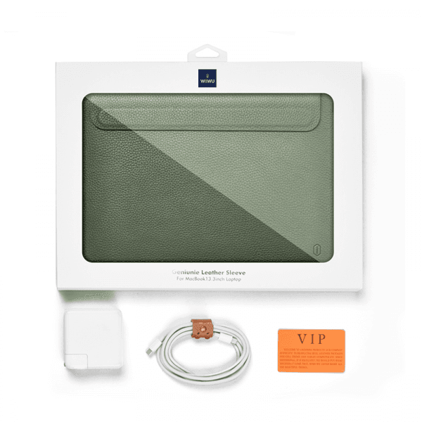 WIWU SKIN PRO GENUINE LEATHER SLEEVE FOR MACBOOK 13.3" - GREEN - 199323