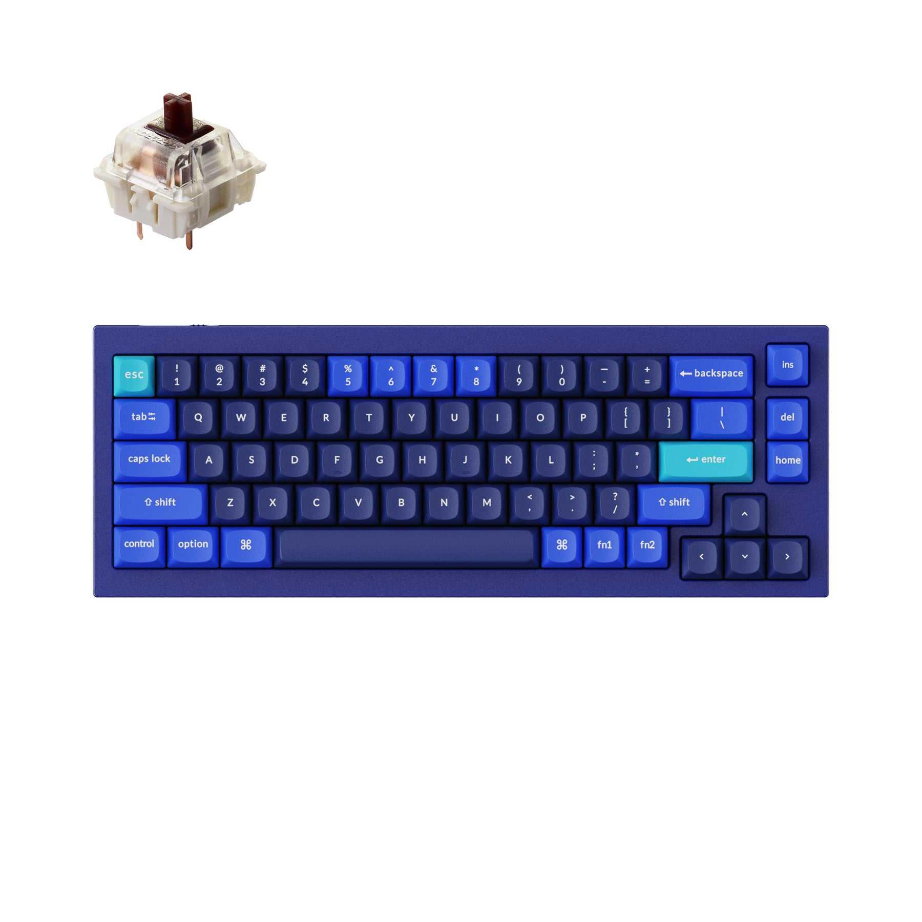 Keychron Q2 QMK Gateron G-PRO Mechanical Keyboard with RGB- Brown Switch and Costom Hot-swappable - Navy Blue