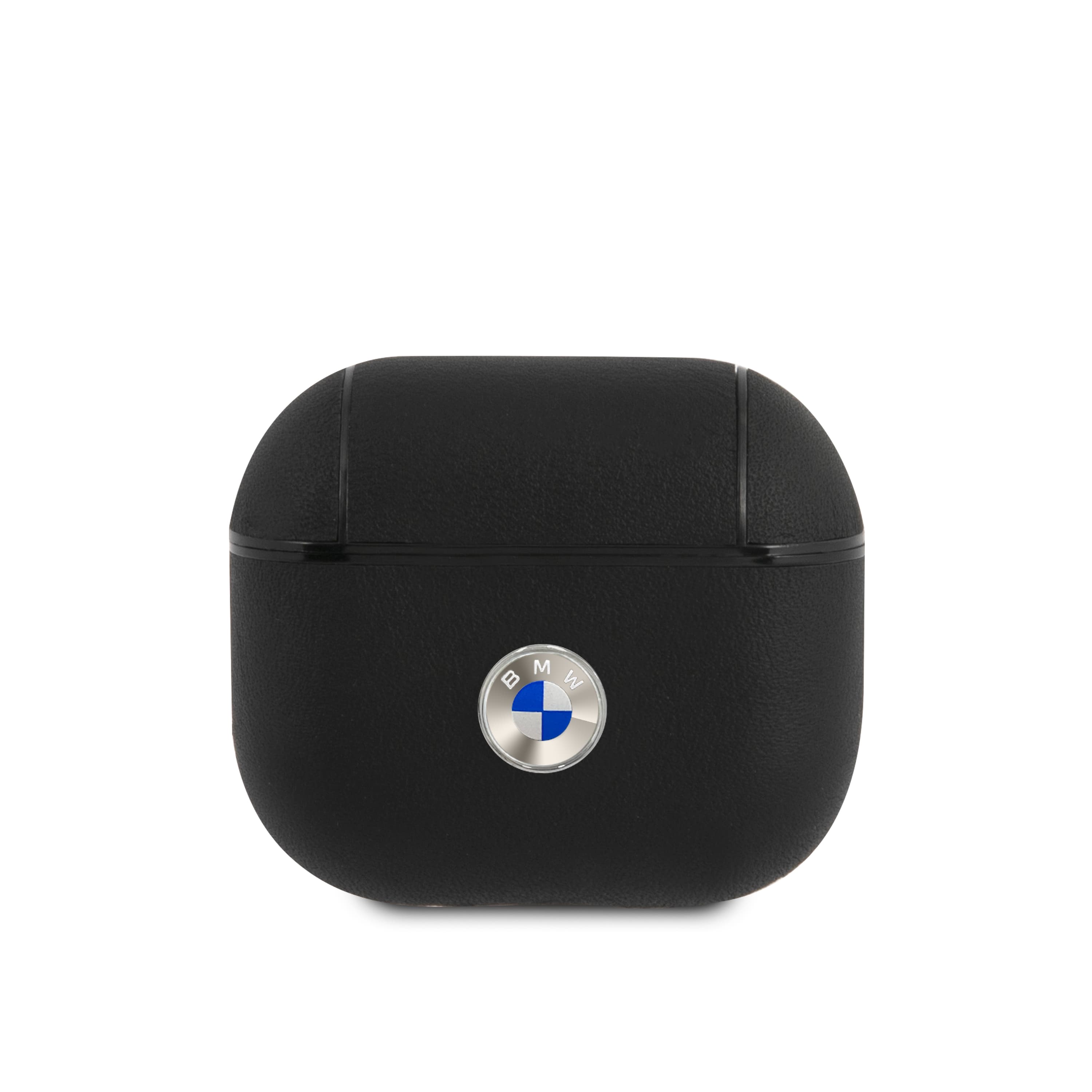 BMW Signature Collection PC Genuine Leather Case with Metal Logo Silver for Airpods 3 - Black