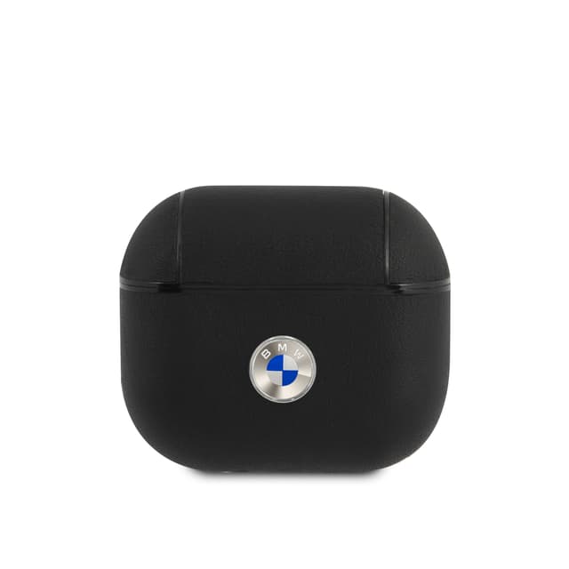 BMW Signature Collection PC Genuine Leather Case with Metal Logo Silver for Airpods 3 - Black - 303105