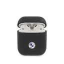 كفر ايربودز ( كفر سماعة ) - كحلي BMW - Signature Collection PC Genuine Leather Case with Metal Logo Silver for Airpods