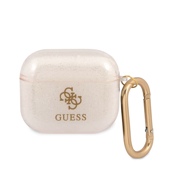 كفر سماعات ايربودز ذهبي TPU Colored Glitter Case for Airpods 3 من Guess