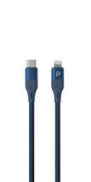 Porodo Aluminum PD Braided USB-C to Lightning Cable 1.2M 9V - Blue