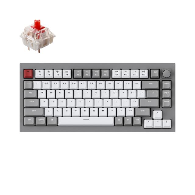 Keychron Q1 QMK Gateron Phantom Mechanical Keyboard with Knob- RGB- Red Switch and Costom Hot-swappable - Space Grey - SW1hZ2U6NTIyMDg5