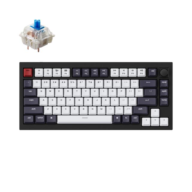 Keychron Q1 QMK Gateron Phantom Mechanical Keyboard with Knob- RGB- Blue Switch and Costom Hot-swappable - Carbon Black - SW1hZ2U6NTIyMTE3