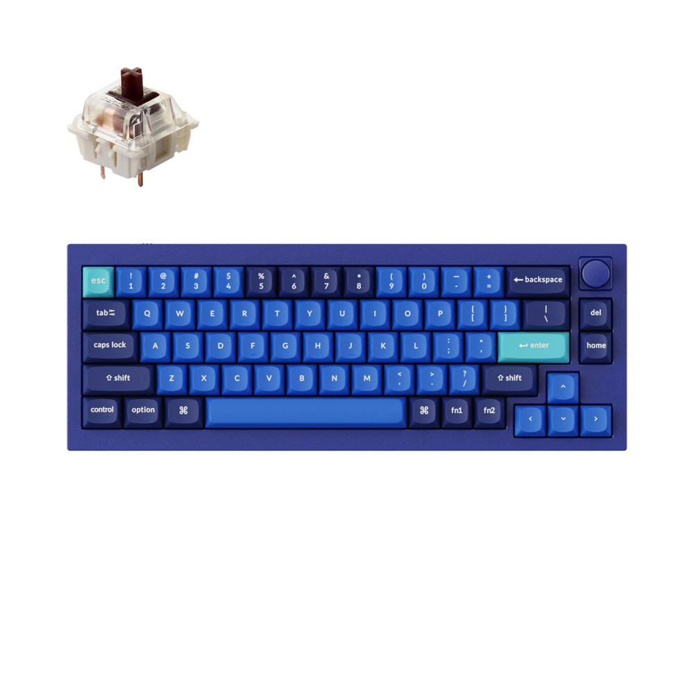 Keychron Q2 QMK Gateron G-PRO Mechanical Keyboard with Knob- RGB- Brown Switch and Costom Hot-swappable - Navy Blue