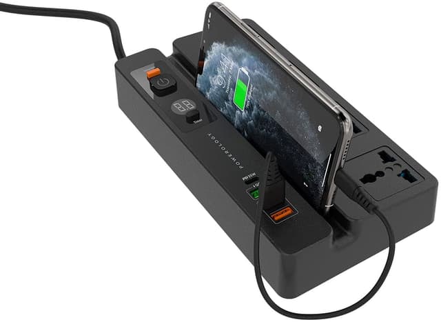وصلة كهرباء بسبع مآخذ 35W مع مؤقت Multiport Socket with Phone Stand and Timer - Powerology