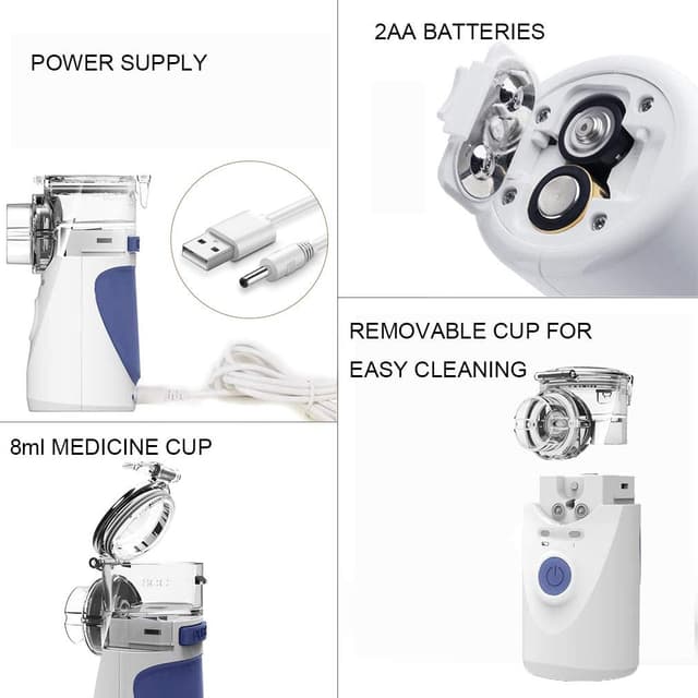 جهاز البخار المحمول للكبار والأطفال لاسلكي قابل للشحن جينيريك Generic Rechargeable Wireless Adult & Baby Mesh Nebulizer