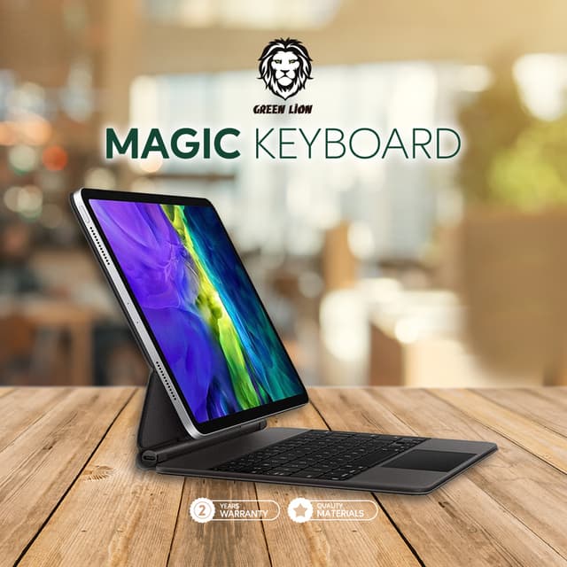 كيبورد ايباد برو 12.9" عربي / إنجليزي أسود جرين ليون Green Lion Green Magic Black 12.9" Keyboard for iPad