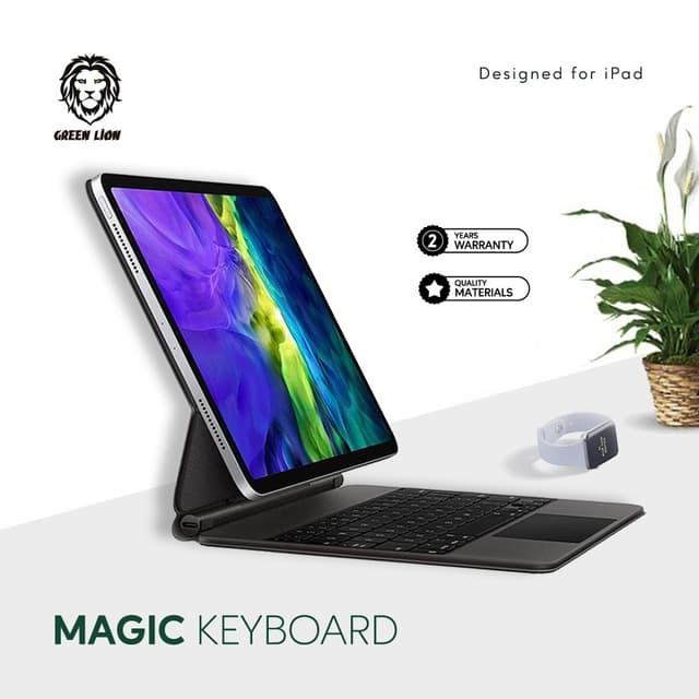Green Lion Green Magic Keyboard for iPad 10.9" & 11" ( Arabic/English ) 500mAh - Black