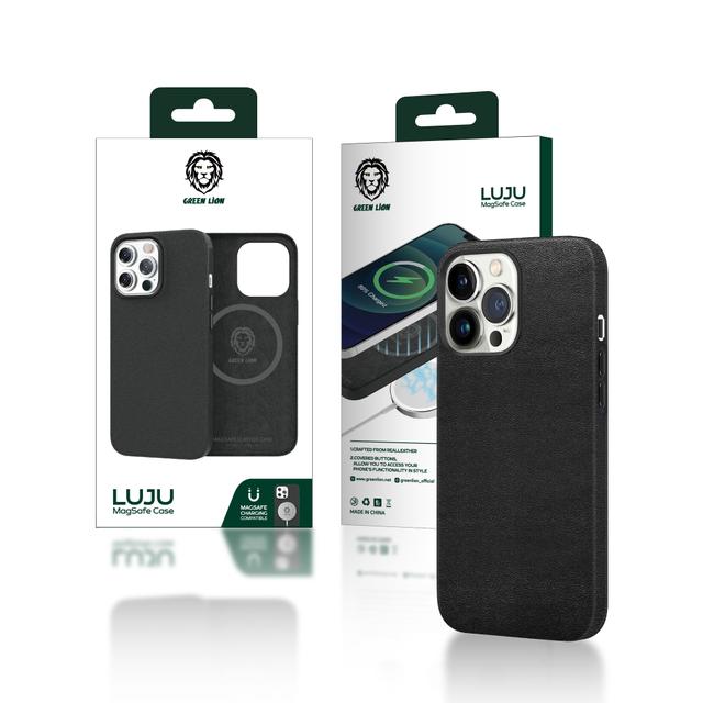 كفر موبايل جلد لايفون 12 برو ماكس Green Luju MagSafe Leather Case for iPhone 12 Pro Max - SW1hZ2U6NTIzNjIy