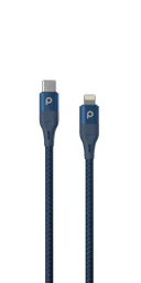 Porodo Aluminum PD Braided USB-C to Lightning Cable 1.2M 9V - Blue