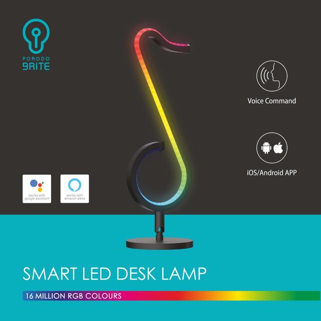 اضاءة ديكور غرفة قيمنق على شكل شعار تيكتوك RGB ذكي Brite RGB Smart LED Desk Lamp - Porodo - SW1hZ2U6NTIyNDA4