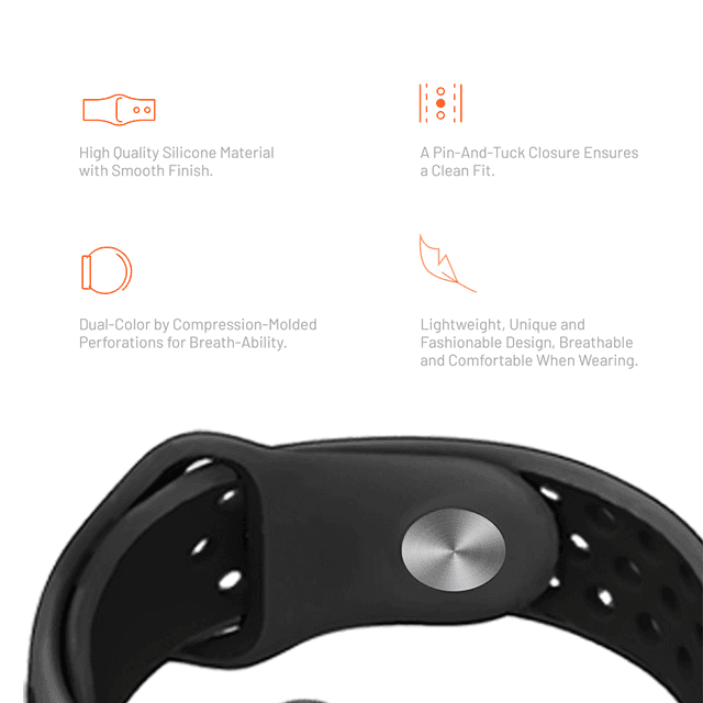 iGuard by Porodo Sport Silicone Watch Band for Apple Watch 44mm / 45mm - Gray/Black