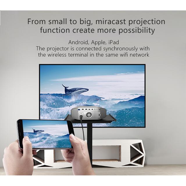 بروجكتر  ليد محمول بسطوع 2500 Lumens بدقة 1080P وبمقاس عرض 200 بوصة Wireless WiFi Projector Full HD 1080P 3D Projector - Wownect - SW1hZ2U6NTE4NzA2