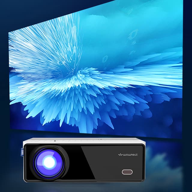 بروجكتر منزلي ليد بسطوع 8800 لومن بدقة وبمقاس عرض 200 انش Wownect HD Projector 4K LED Full HD Home Theater