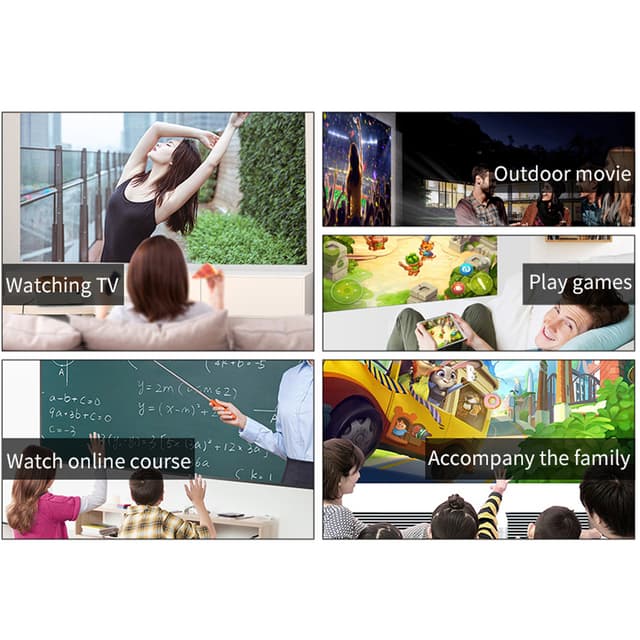 بروجكتر منزلي ليد بسطوع 8800 لومن بدقة وبمقاس عرض 200 انش Wownect HD Projector 4K LED Full HD Home Theater