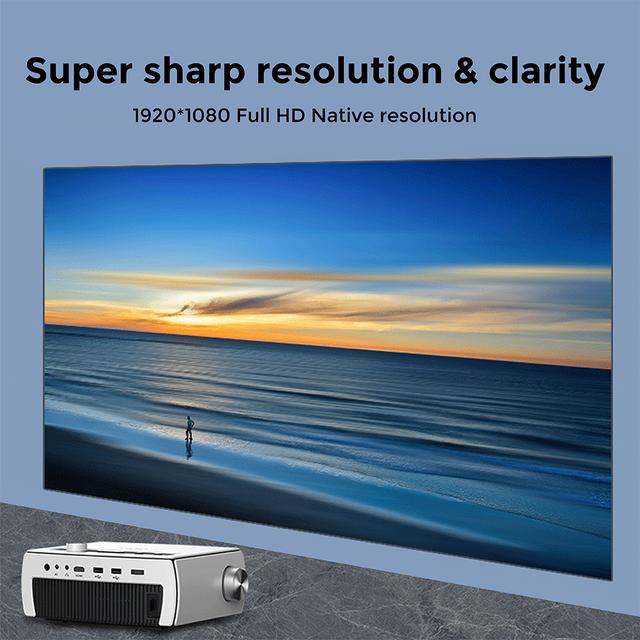Wownect LED Portable Projector 4K Full HD 1080P [ 1920*1080] [Screen Size 45-180inch/220 ANSI Lumens] Home Theater Gaming Projector Compatible with Android/iOS/ TV Stick/Laptop/ HDMI/DVD/USB- White - SW1hZ2U6NTE4ODQ2