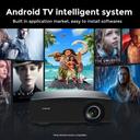Wownect Android 9.0 Projector 4K LED [Screen Up to 200''] Screen Mirroring 1080p with 550 ANSI Lumens Compatible with TV Stick, Set Top Box, HDMI, USB, Laptop, Gaming -Black