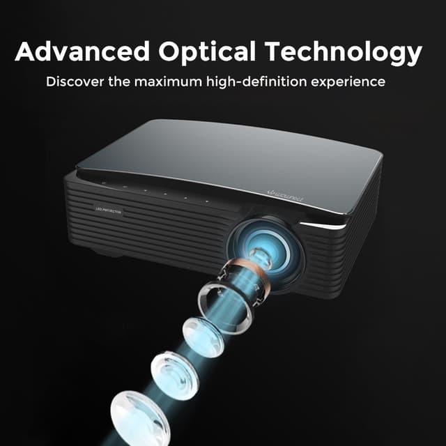 Wownect Android 9.0 Projector 4K LED [Screen Up to 200''] Screen Mirroring 1080p with 550 ANSI Lumens Compatible with TV Stick, Set Top Box, HDMI, USB, Laptop, Gaming -Black