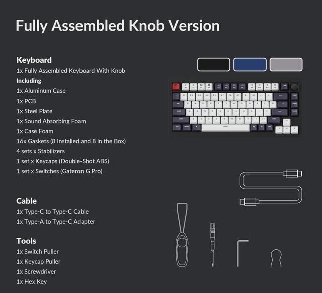 لوحة مفاتيح مع إضائة RGB أحمر Q1 QMK Gateron Phantom Mechanical Keyboard with Knob - Keychron - SW1hZ2U6NTIyMTY5